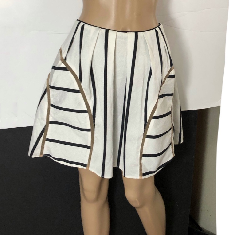 Waverly Gray Striped Cotton Blend Skirt